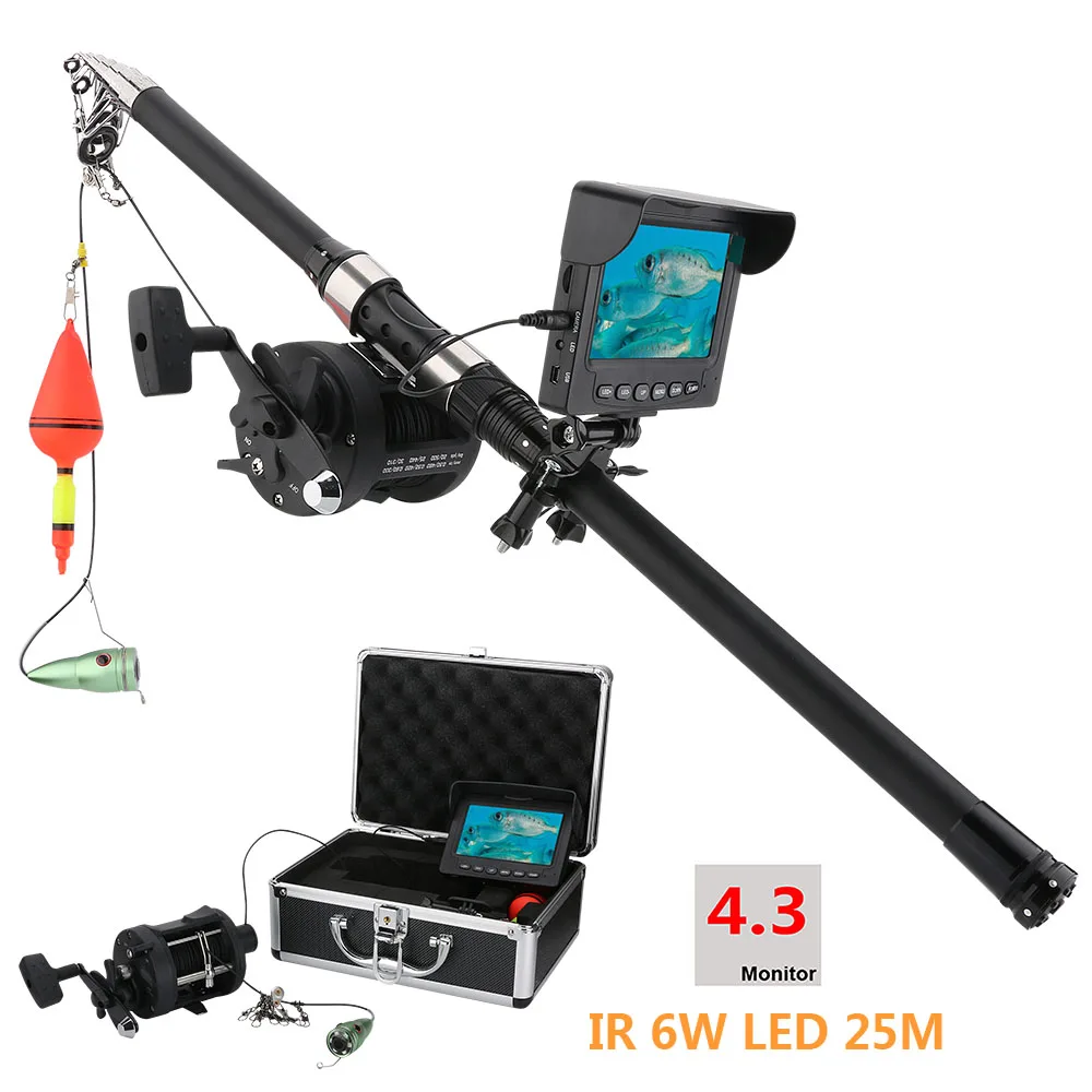 

15M 25M Aluminum alloy Underwater Fishing Video Camera Kit 6W IR LED Lights with 4.3" Inch HD Color Monitor