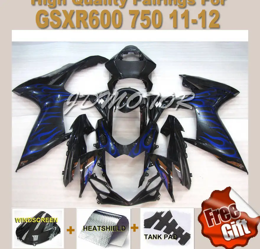 ABS обтекатель для Suzuki GSXR600 GSXR750 11 12 синий пламени Привет-качество 2011 2012 наборы