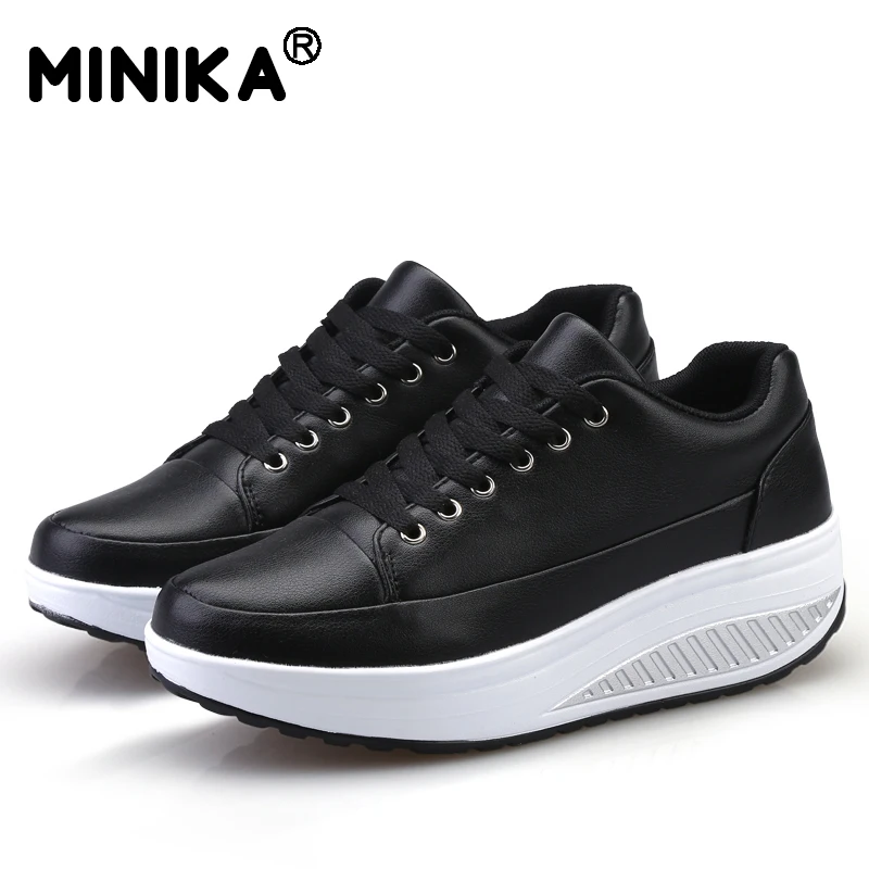 Minika/tenis feminino; женская повседневная обувь; кожаная обувь на танкетке; обувь для танцев; дышащая легкая прогулочная обувь суперзвезды; цвет белый