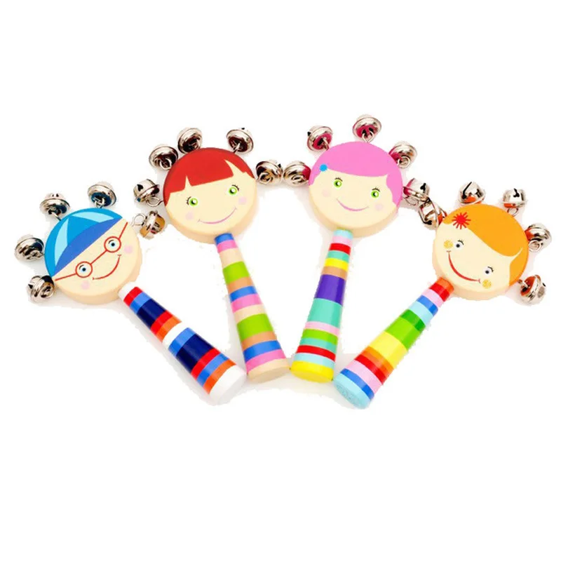 

New Baby Intellectual Early Education Cartoon Rattle Wooden Children's Musical Instrument Baby Cute Music Toy Gift