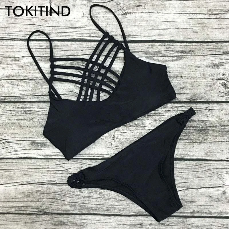 

TOKITIND Bandage Bikini Set Sexy Beach Swimwear Women Bikinis Swimsuit Bathing Suit Push Up Brazilian Biquini Maillot De Bain