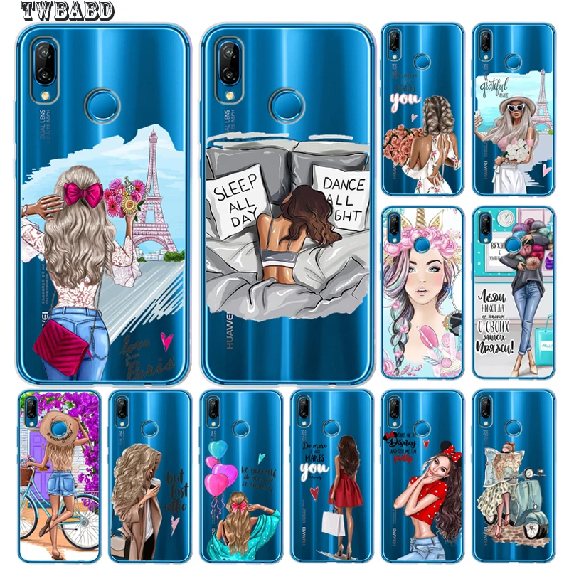 Модный чехол для девочек Huawei P20 Lite P30 Pro P8Lite P9Lite 2017 P Smart Capa мягкий силиконовый Etui |