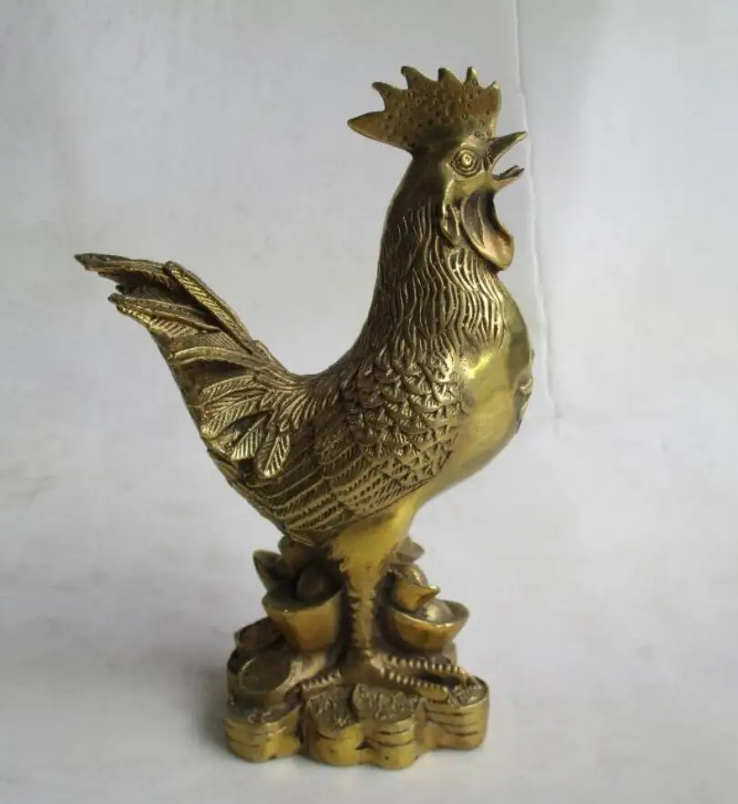 

Wedding Decorations/Art Collection Chinese Brass Carved Rooster Statue /Home Decoration Feng Shui Metal Cock Sculpture