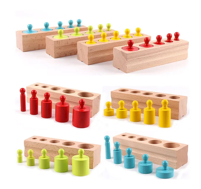 

4Pcs Set Cylinder Socket Block Match Game Montessori Educational Wooden Toys For Children Kids