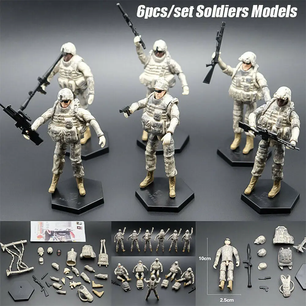 6pcs 1:18 US 101st Airborne Division Soldiers Action Figure With Weapon Models