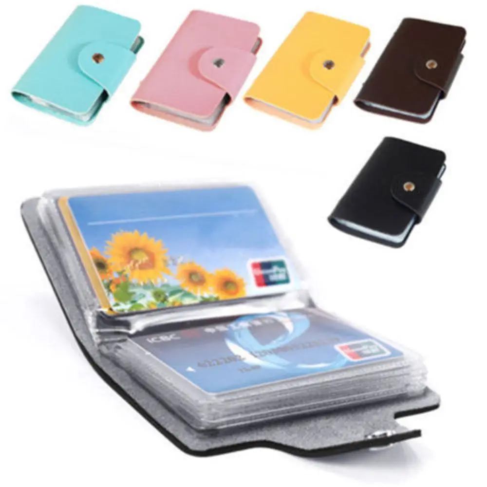 

24 Card Slots Double Side Plastic Small Size Business Card Holder Credit Card Bag Candy Color Card Cases Wallet
