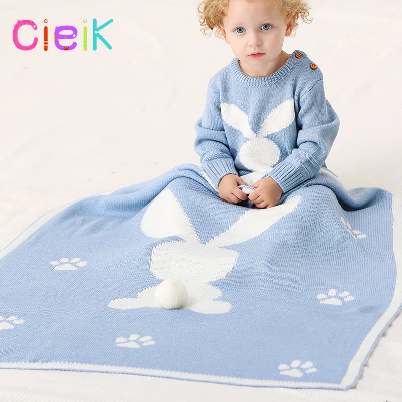 CieiK Baby Blanket Animal Bunny Muslin Floral Swaddle Newborn Girl Boy Soft Wrap Kids Photo Playing Knitted Warm Children Towel  (7)