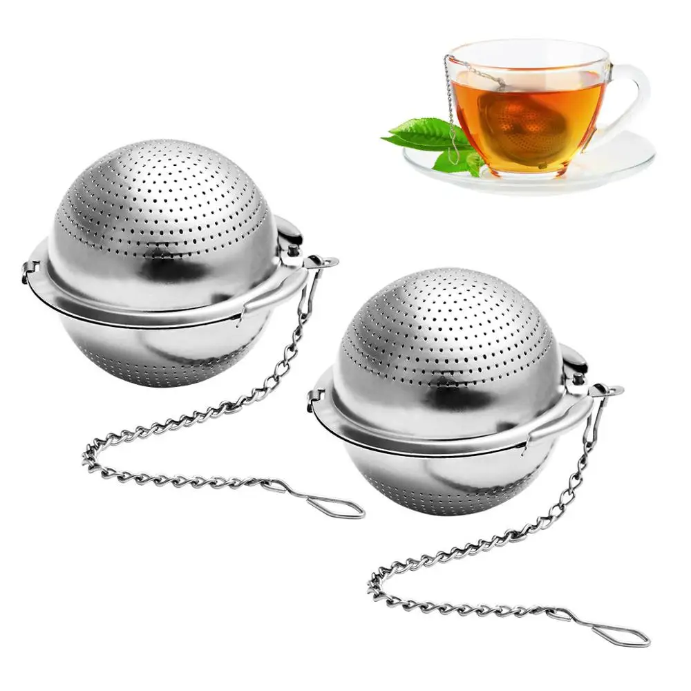 Удобный чайный шар из нержавеющей стали для заварки чая, серебряный нажимной стильный чайный лист, держатель для пакетика, фильтр для кофе, для чайной посуды, подарок - Цвет: as picture 2pcs