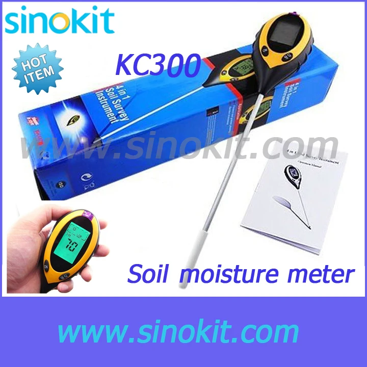 

Portable 200mm metal probe soil and sushi PH 4 In 1 Multifunction moisture meter - KC300B