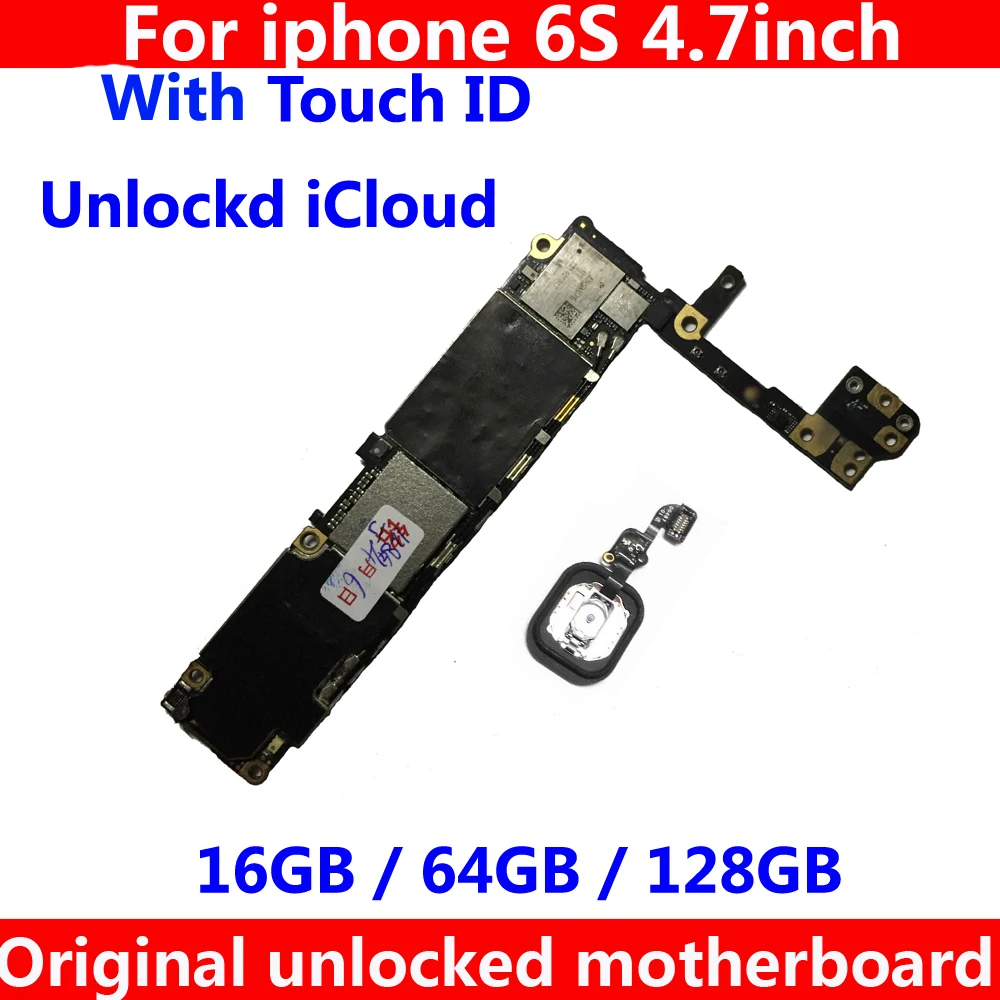 

16GB 64GB 128GB Unlocked mainboard for iphone 6S 6 S Original motherboard with / NO touch ID Clean iCloud IOS system logic board