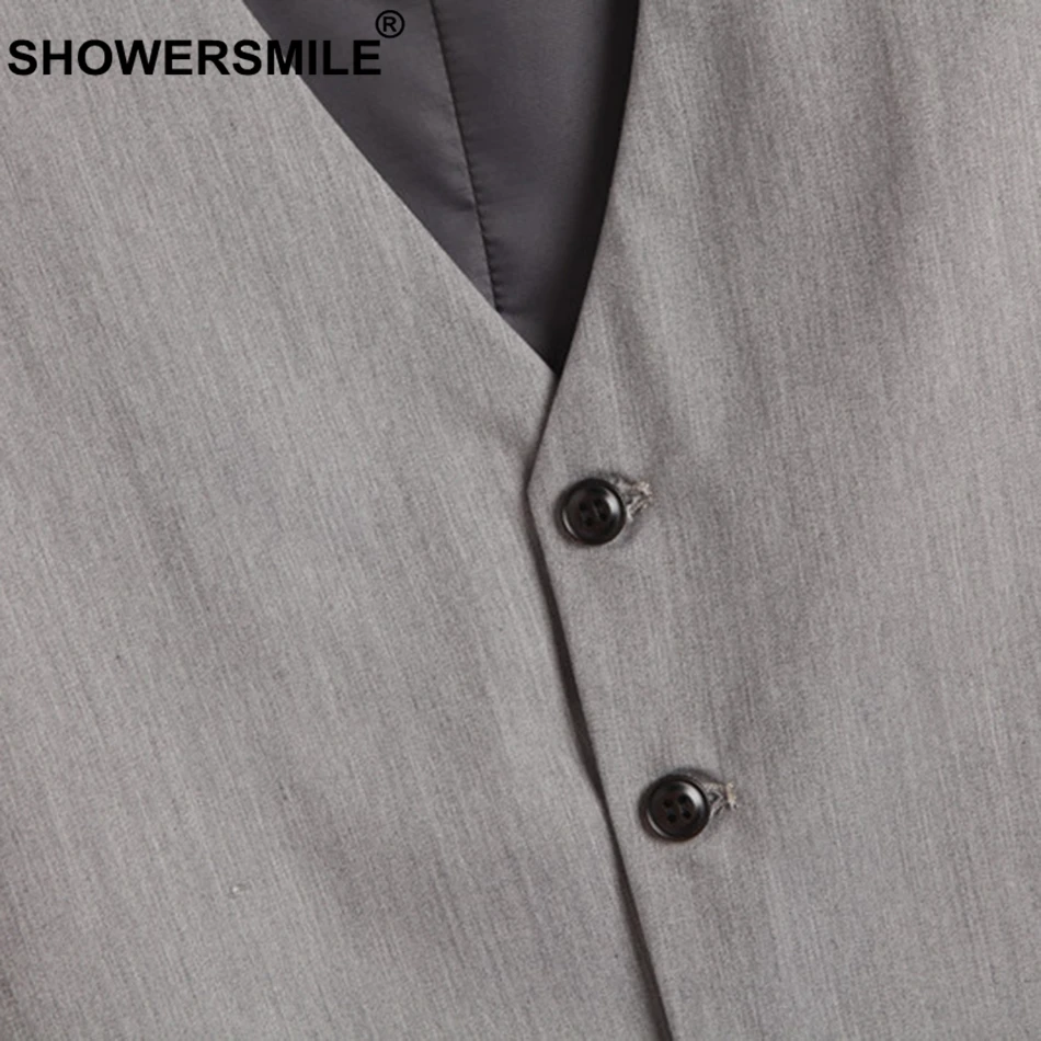 SHOWERSMILE Womens Black Waistcoat Office Lady Solid Blazer Vest Female Short Slim Fit Plain Ladies Spring Sleeveless Jackets