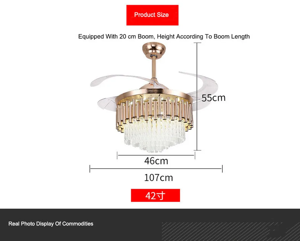 42 дюймов потолочный вентилятор свет спальня столовая с пультом дистанционного управления светодиодный Невидимый вентилятор свет