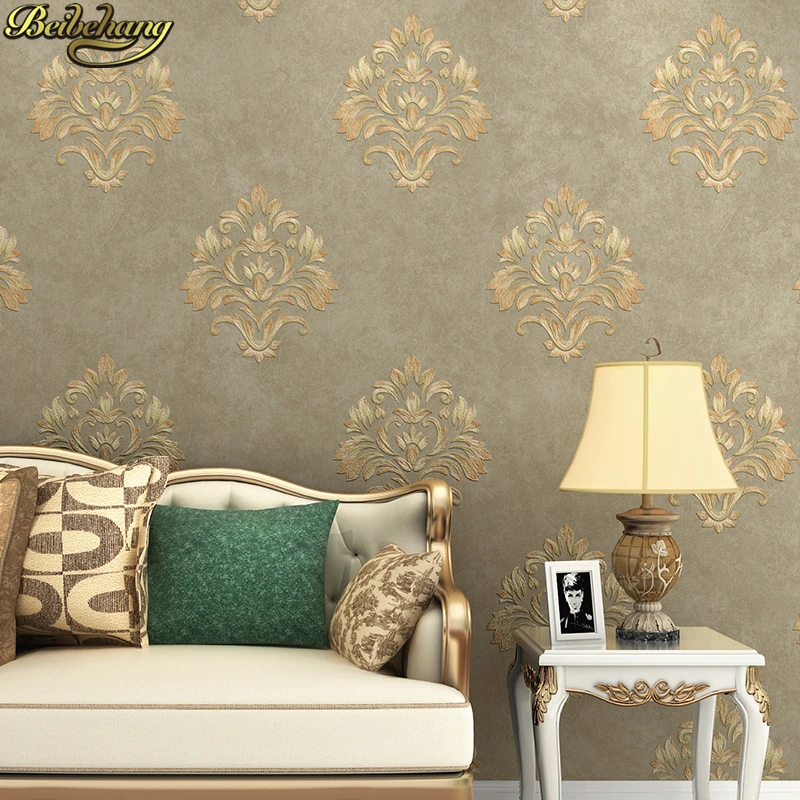 

beibehang papel-de-parede Embossed Damascus Wallpaper For Bedroom Living Room Sofa TV Walls Decor Embossed 3D Wall Paper Rolls