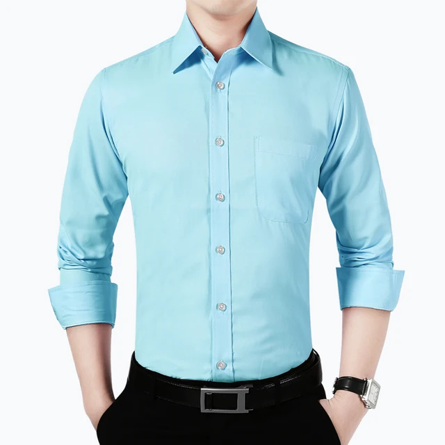 Top Quality Men's Shirt Long Sleeve Shirt Mens Solid Red Black Shirts