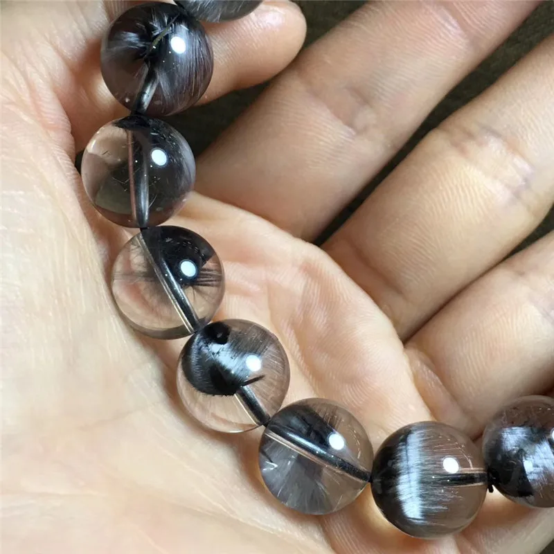 Natural Brookite Platinum Silver Rutilated Quartz Bracelet  (3)