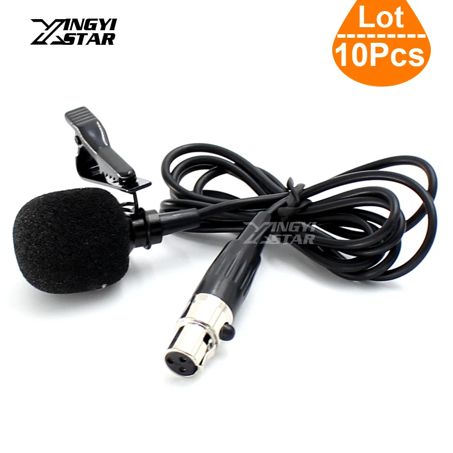 10Pcs/lot Mini XLR 3 Pin TA3F Wired Condenser Tie Clip On Lapel Mic