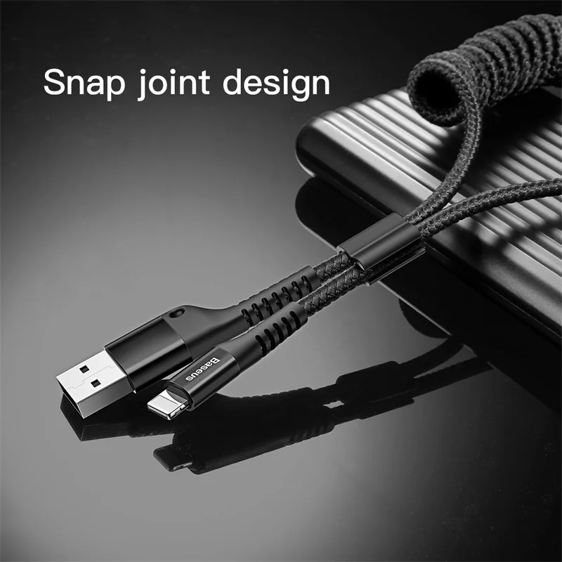 Весенний USB кабель Baseus для iPhone зарядное устройство быстрой зарядки и передачи