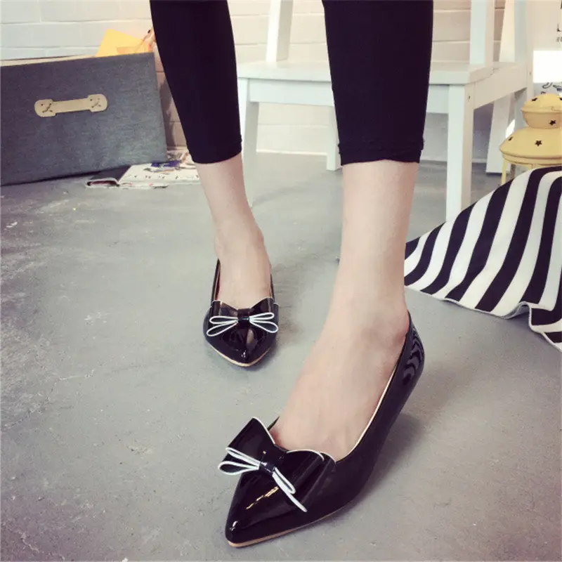 

New Brand Women Flats Shoes Pointed Toe Solid Shallow Mouth Bowtie Ankle Short Shoes Breathable Solid All-Match Simple Shoes