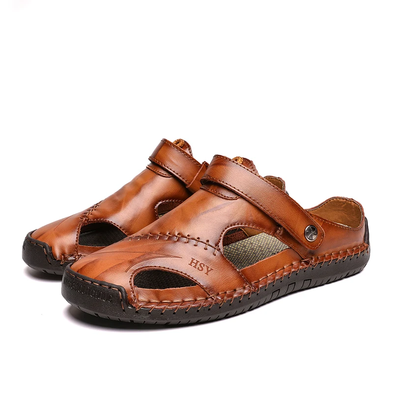 

Dropshiping New Casual Men Soft Sandals Comfortable Men Summer Leather Sandals Men Roman Summer Outdoor Beach Sandals Plus Size
