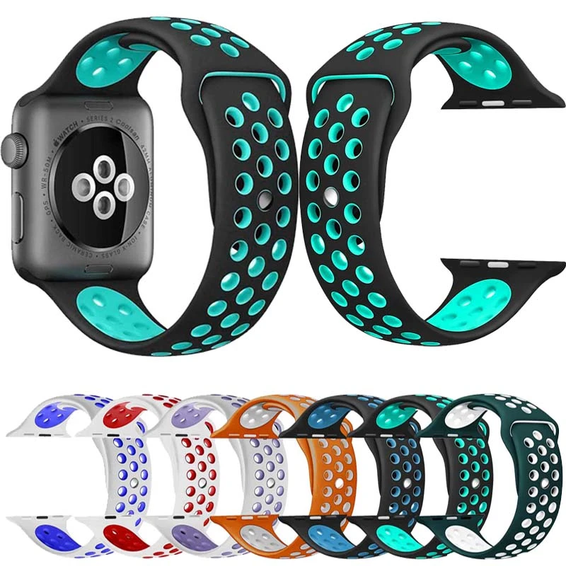 Sport Silicone Band Strap For Apple Watch Nike 42mm 38mm Bracelet Wrist  Band Watch Watchband For Iwatch Apple Strap 3/2/1 - Watchbands - AliExpress