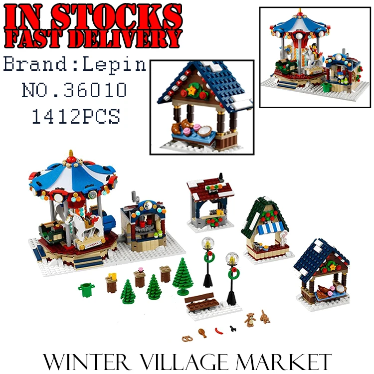 

Lepin 36010 1412PCS Creator Winter Village Market Building Blocks Bricks Educational DIY Toys for Children Christmas Gifts 10235