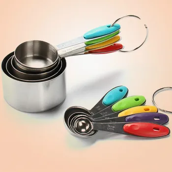 

10 pcs/set Measuring Cup and Spoons Set Stainless Steel Measuring Spoon With Silicone Handle Foldable Baking Measuring Tools
