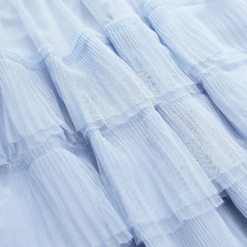 2019 Vintage Skirts Womens Elastic High Waist Tulle Pleated Women