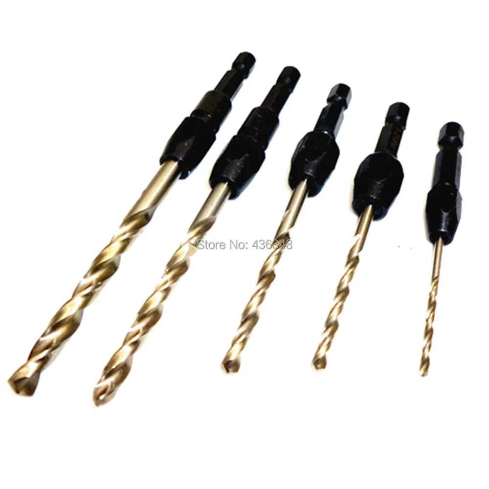 5pcs Twist Drill Bits Countersink Hex Shank Hss6542 Wood Quick Change Drill Bit