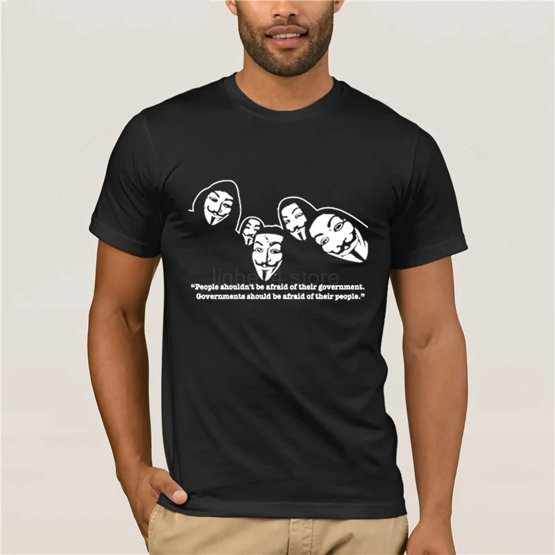 

Tops Summer Cool Funny T-Shirt Anon T Shirt V Vendetta Anonymous Mask Government Quote Summer Style Tee Shirt