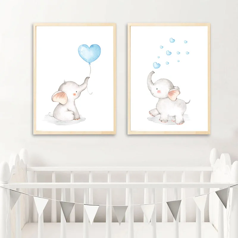 Детский Настенный холст картина слон постер с животными принт скандинавский