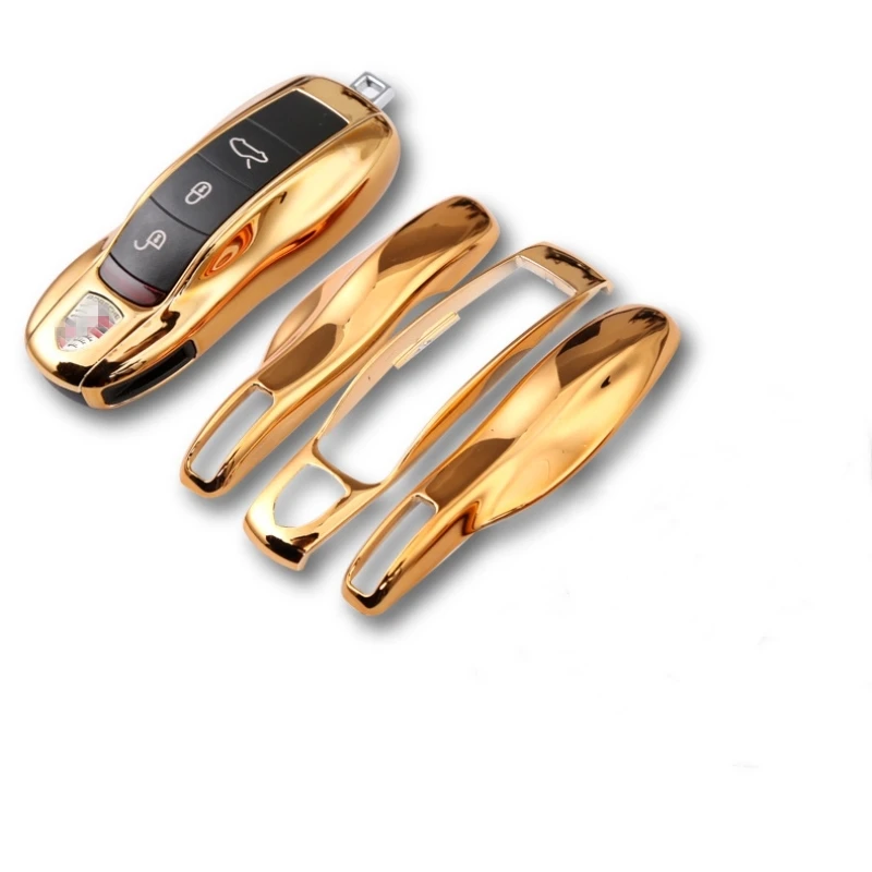 

Mirror Gold Car Fob Remote Key Case Key Cover Key Shell Replace refit Porsche Boxster Cayman 911 Carrera Panamera Cayenne Macan