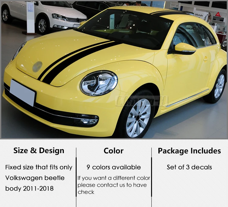 Стайлинга автомобилей тела в полоску виниловые наклейки комплект для Volkswagen Beetle A5 2011-2018 капот крыши задний багажник полоса наклейки