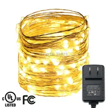 15 м 150 светодиодный серебряные провода светодиодный гирляндой рождественских строка огни украшения Вечерние огни+ UL CE Сертифицированный адаптер(ЕС, великобритании, США