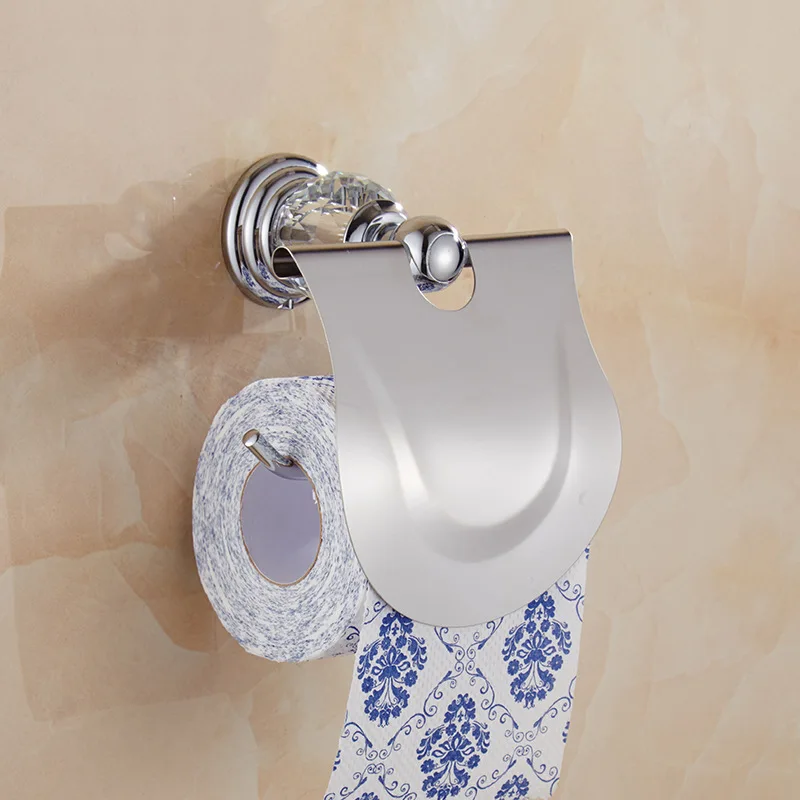 Хрустальный Органайзер для ванной комнаты Набор аксессуаров полированная хромированная настенная вешалка для полотенец полка крючок для халата держатель туалетной бумаги - Цвет: Белый