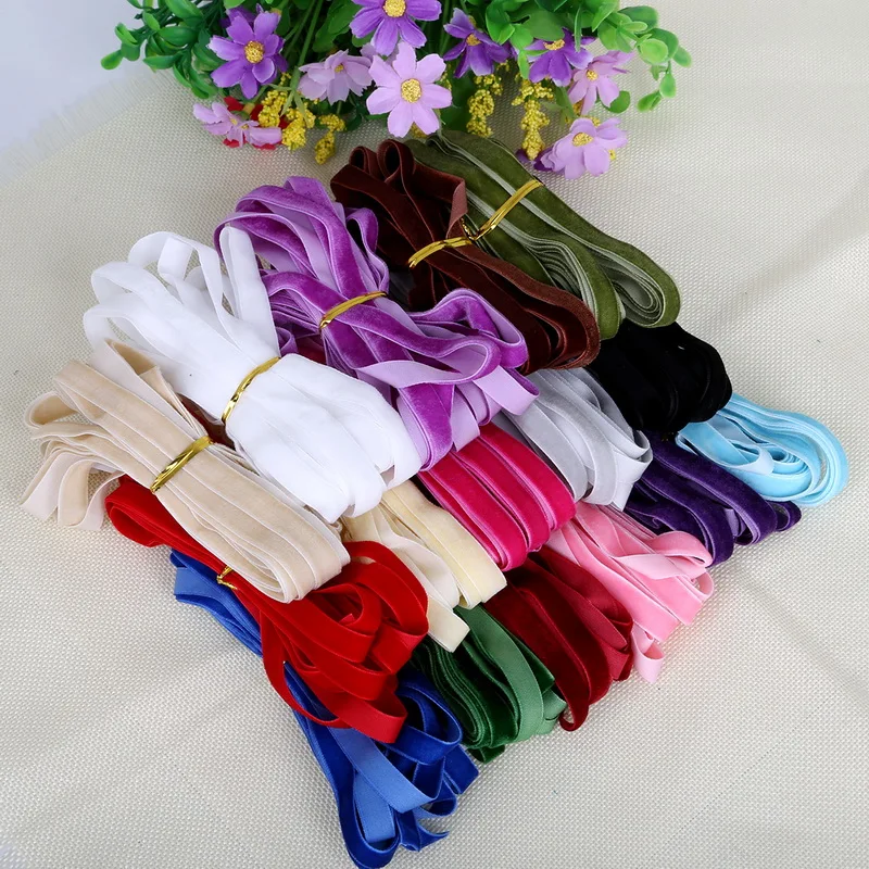

New 5yard/lot 3/8" 10mm width multi colors options velvet ribbon velour webbing headband Hair band accessories white lace fabric