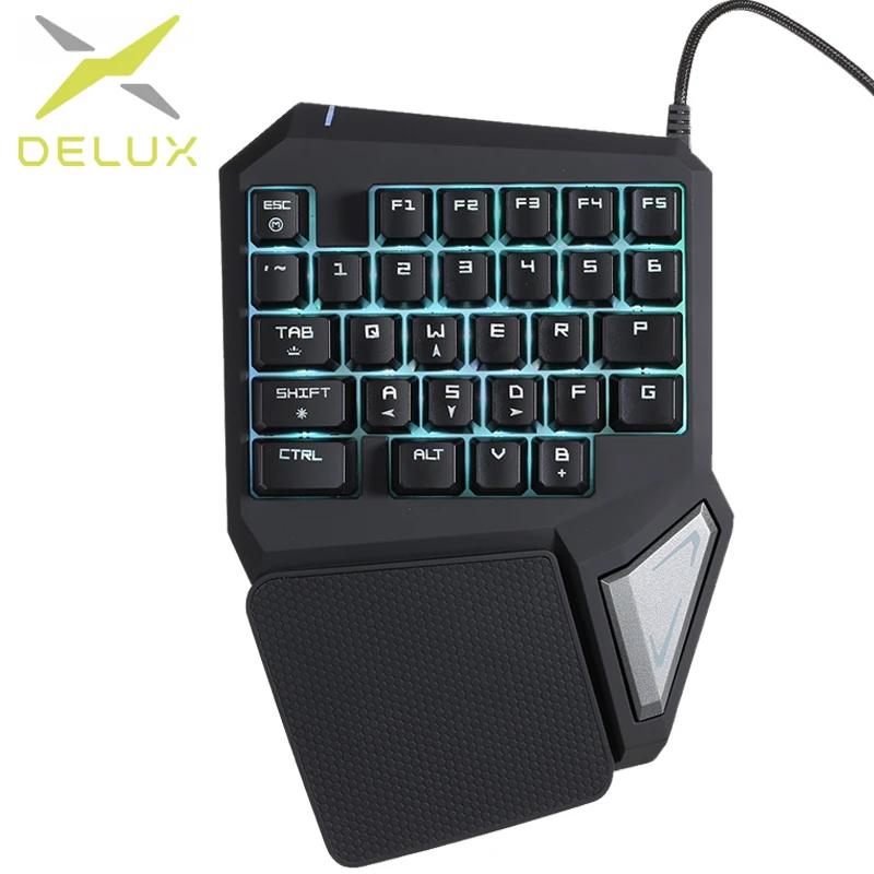 

Delux T9 Pro Professional One/Single Hand Gaming Keyboard USB Wired Esport Gamer Keyboard 29 Key Coloful LED Backlit for LOL