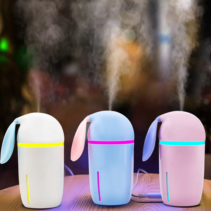 

Mini Portable Rabbit Humidifier Cut Cartoon Air Humidifier USB Colorful Light For Home Office Car 200ML Large Capacity Diffuser
