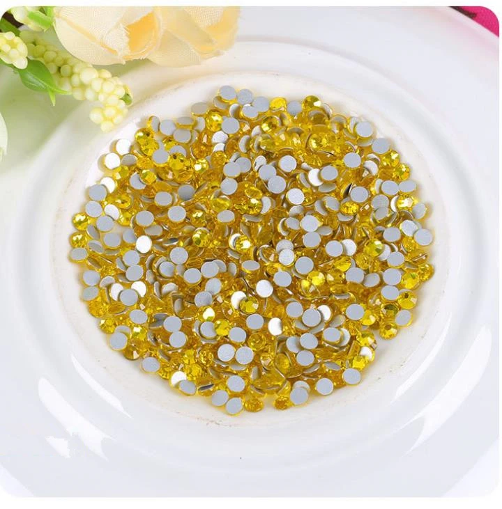 

Glue on Rhinestones ss3-ss30 Citrine color Flat Back Non HotFix Nail art Rhinestone 3D Glass Nail Art Decorations Mix Rhinestone