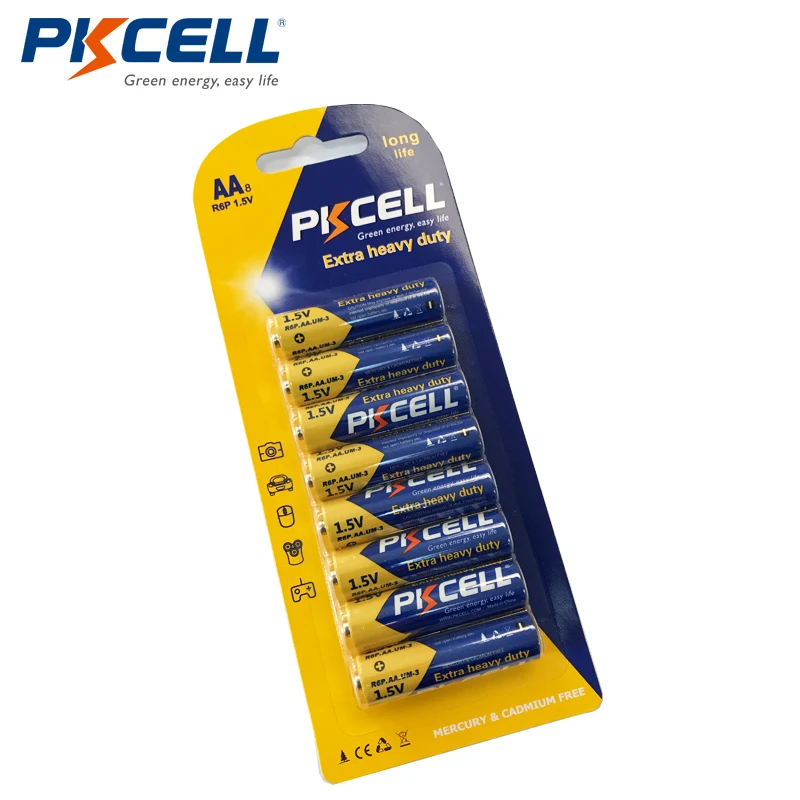 40 шт./5 упаковок супер мощные первичные батареи PKCELL 1 5 в Carbon zinc AA R6P R6 E91 UM3 8