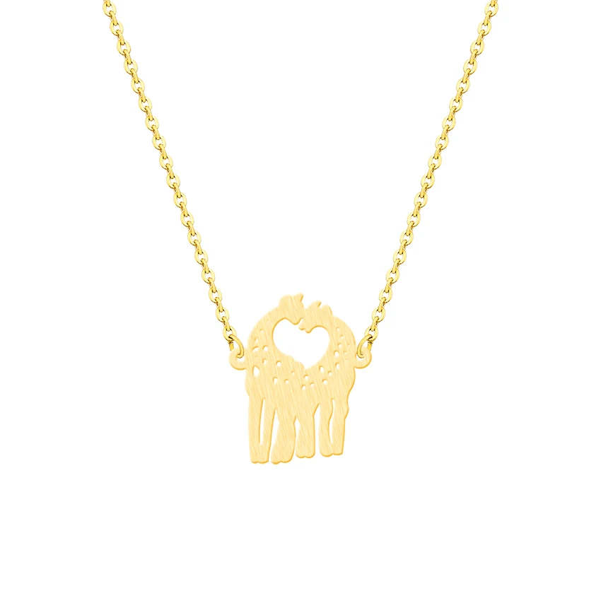

ACEBFEET Gold Silver Giraffe Necklaces & Pendants Animal Chakra Stainless Steel Collar Charm Women Heart Jewelry Boho