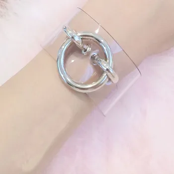 

Lolita Kawaii Cuff Handmade Punk Rock Clear Transparent Handcuff Round Wrist Bracelet Bangle Wristlet