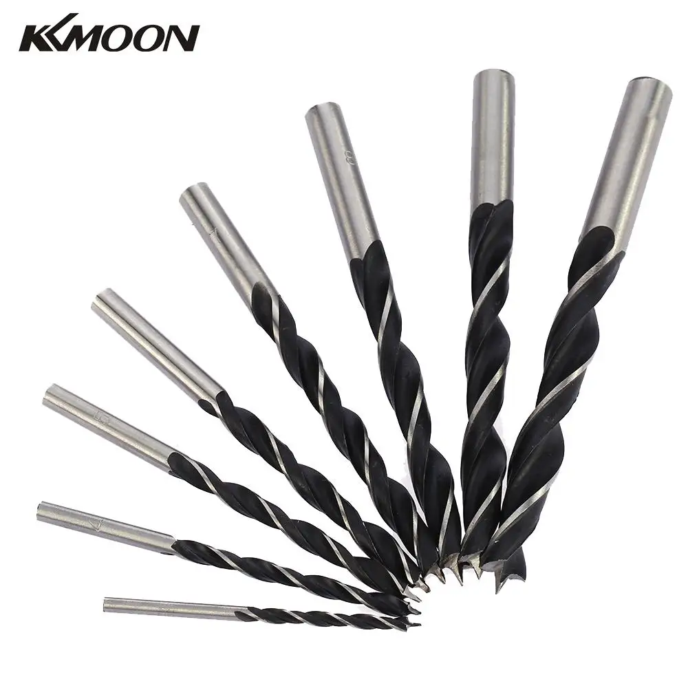 KKmoon 8pcs/set Wood Drill Bit High carbon Steel Wood Drill Bit Set Three Point Woodworking