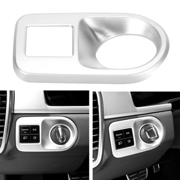 

Car ABS Headlight Switch Frame Trim Accessories Decoration Fit for Porsche Cayenne 2018 2019 car accessories interior Silver