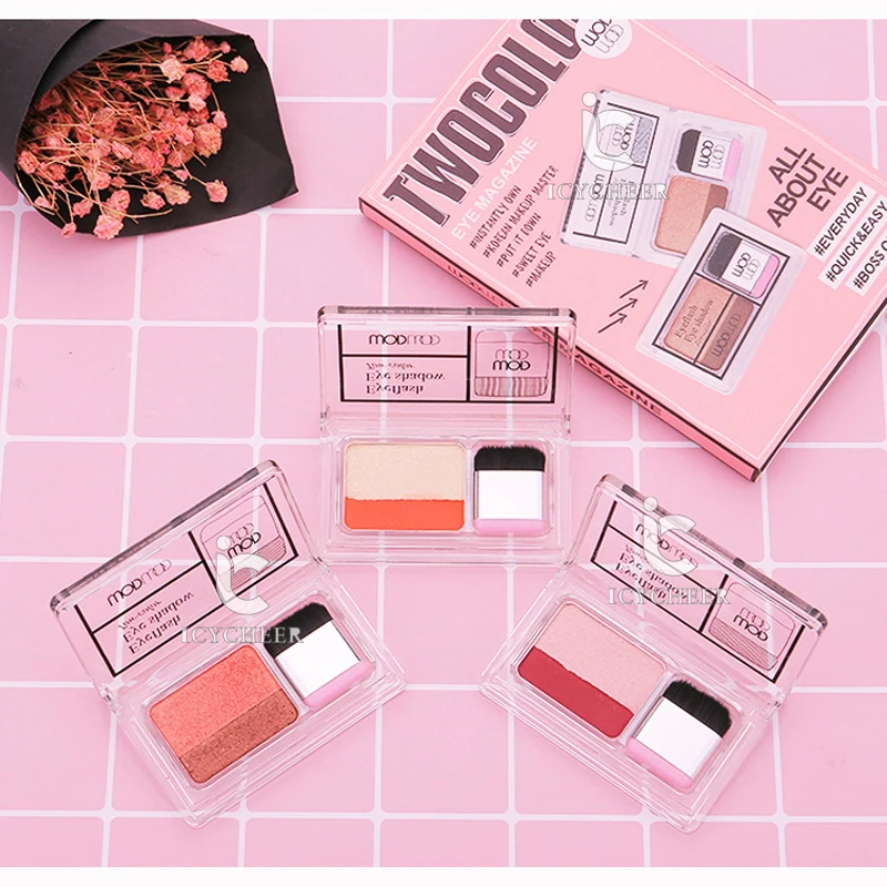 

ICYCHEER Makeup Magazine Lazy Eyeshadow Stamp Holiday Edition Eye Shadow Double Color Shimmer Palette Long Lasting Natual Nude