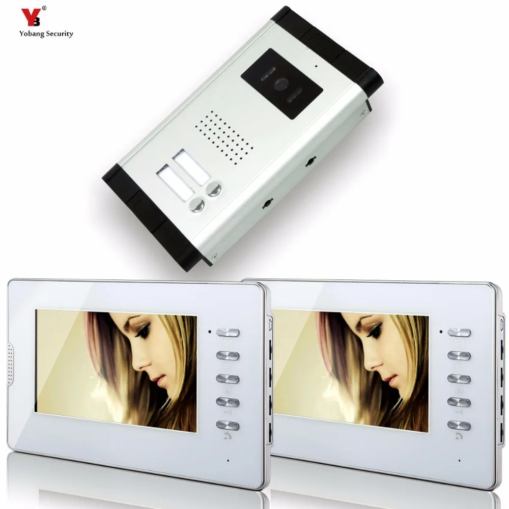 Yobang Security 7\ Video Intercom Apartment Door Phone System 2 Monitor + 1 Doorbell Camera For 2 House Family In Stock Wholesal