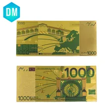 Креативные европейские Красочные золотые банкноты 24 k 999,9 Позолоченные мировые купюры Горячая бумажные подарочные сувениры для денег