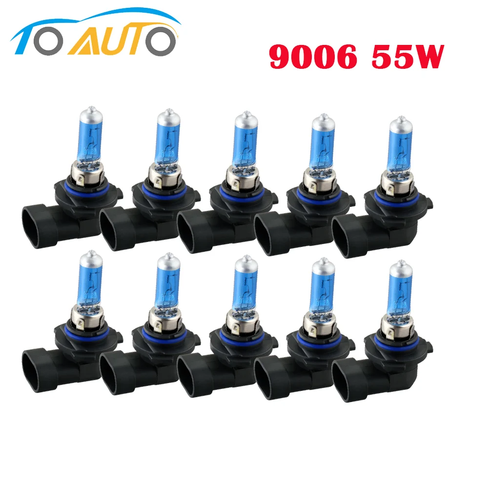 10pcs HB4 9006 Halogen Bulbs 12V 55V Super Bright White Halogen Car