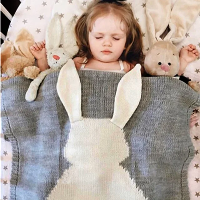 Cute Bunny Kids Baby Knit Blanket Rabbit Bed Sofa Cobertores Mantas