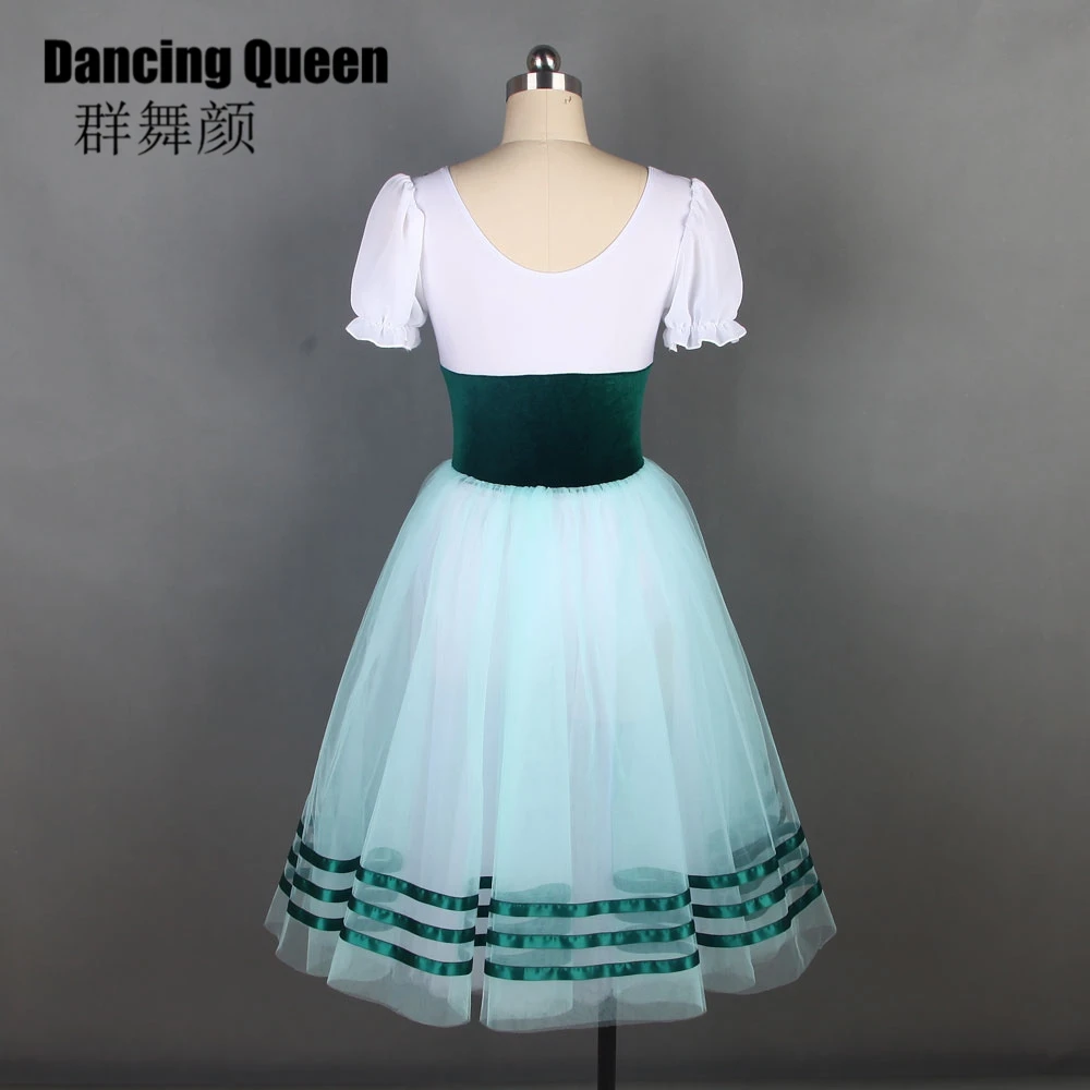 11 размеров зеленый балетная пачка для девочек, для выступлений, беллетная пачка, длинное романтическое балетное платье для танцевальные костюмы балерины 19826