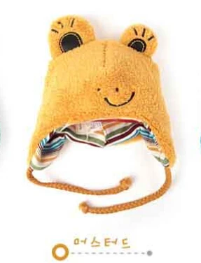 BH31 High Quantity Cute Frog Design Baby Hats Winter Plush Scarves Cap for boys baby beanie